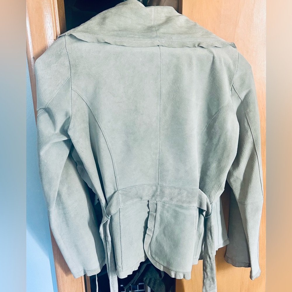 KAREN KANE Vintage Genuine Suede Mint Green Belted Jacket, Medium (& Small) - Picture 2 of 6